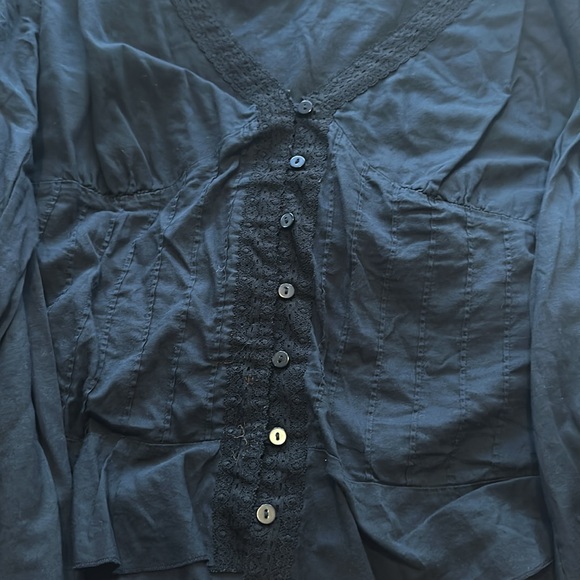 New York & company women’s Y2K style blouse size 12 black with imperfections - Picture 4 of 5